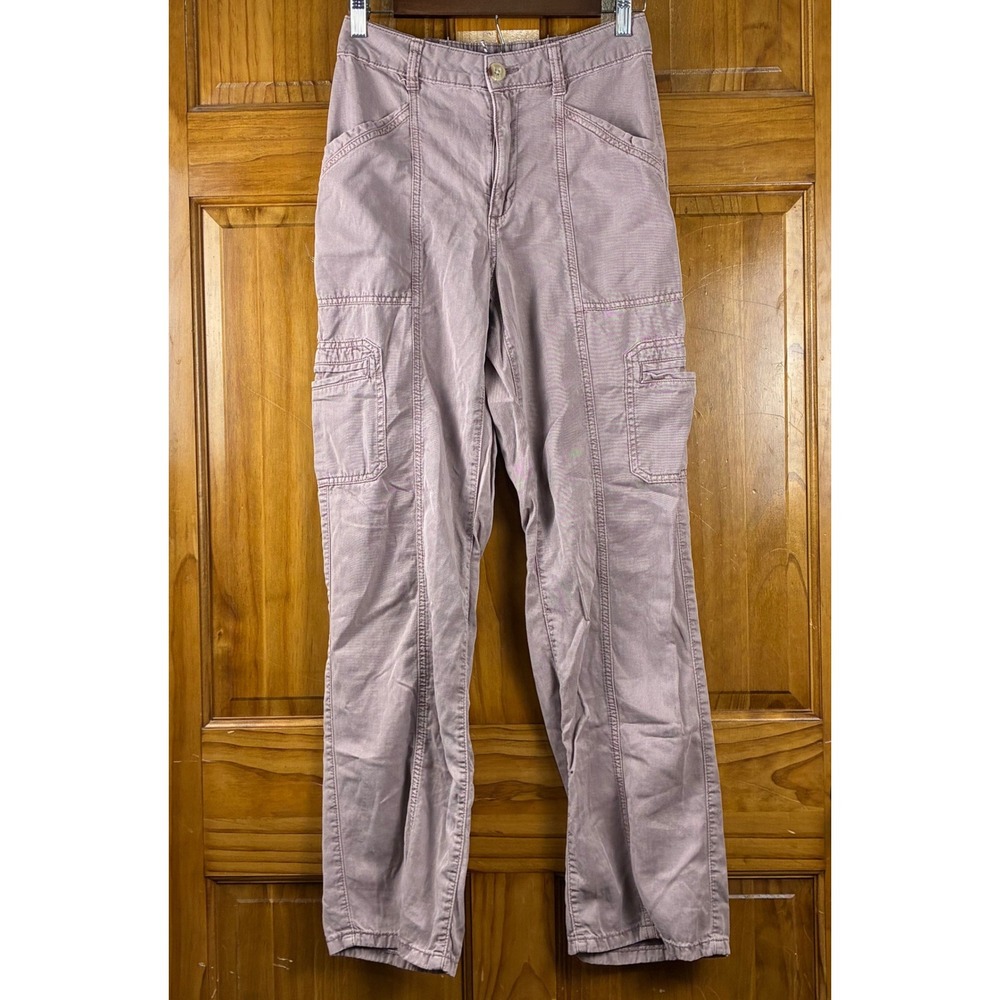 Maurices Womens Size 2 Reg Mauve Utility Cargo Pants Lyocell Cotton High Rise